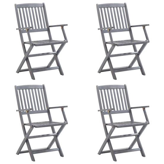 Chaises de jardin pliables bois d'acacia gris et rouge bordeaux 54 x 61 x 88 cm - PANGIVO - Image 2
