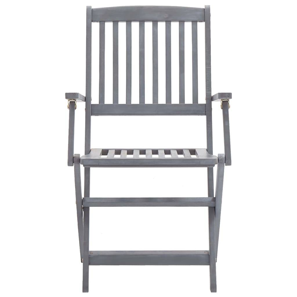 Chaises de jardin pliables bois d'acacia gris et rouge bordeaux 54 x 61 x 88 cm - PANGIVO - Image 5