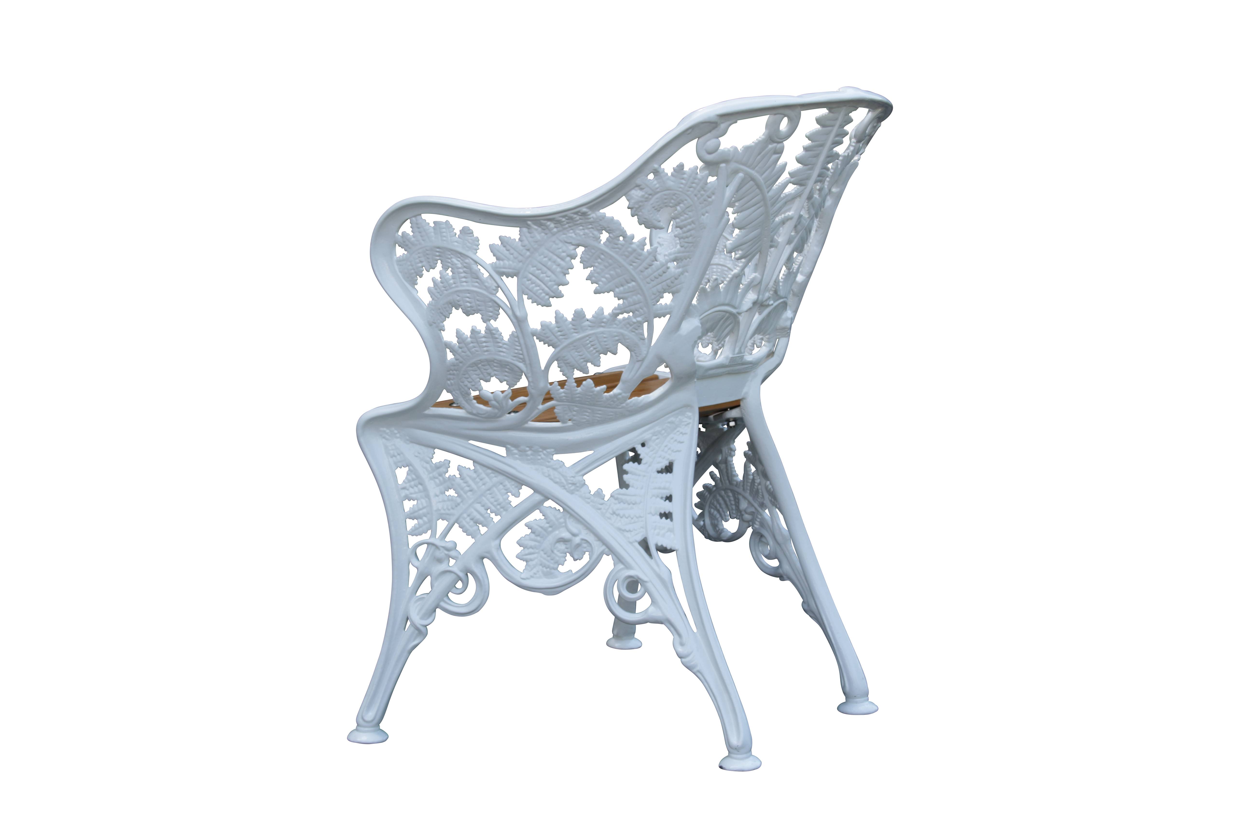 Fauteuil aluminium et bois lasuré DOMMARTIN fougère blanc - Imagen 3