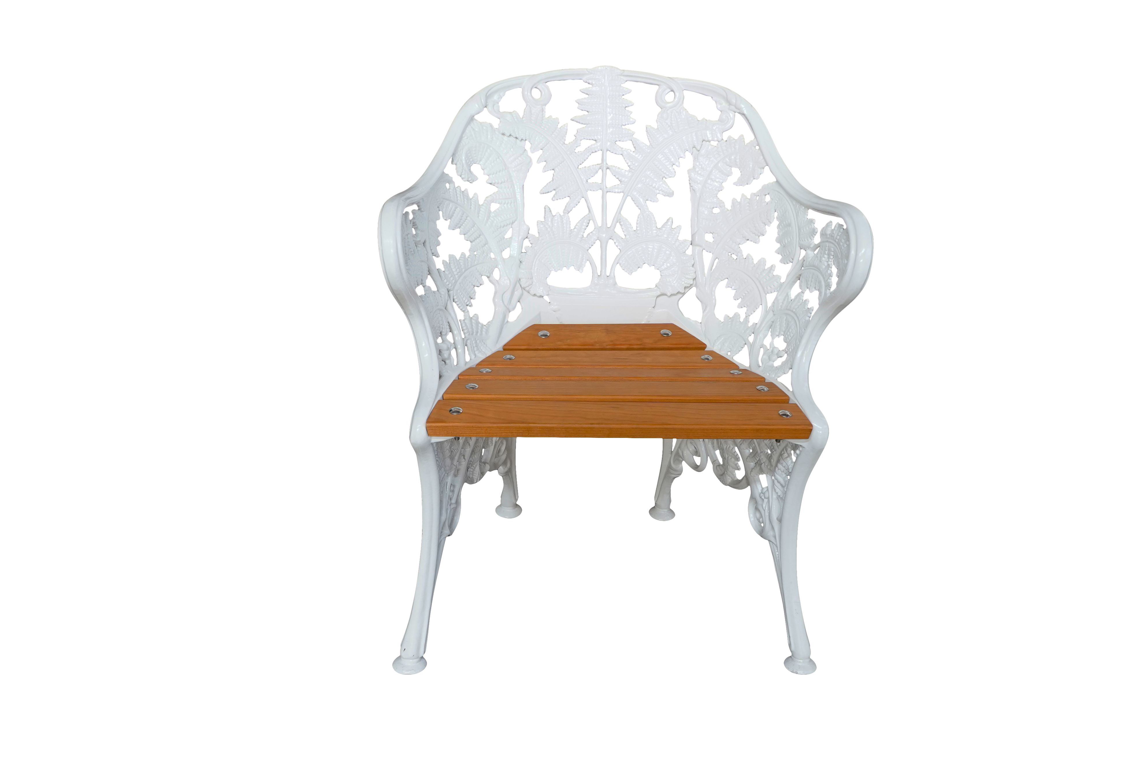 Fauteuil aluminium et bois lasuré DOMMARTIN fougère blanc - Imagen 1