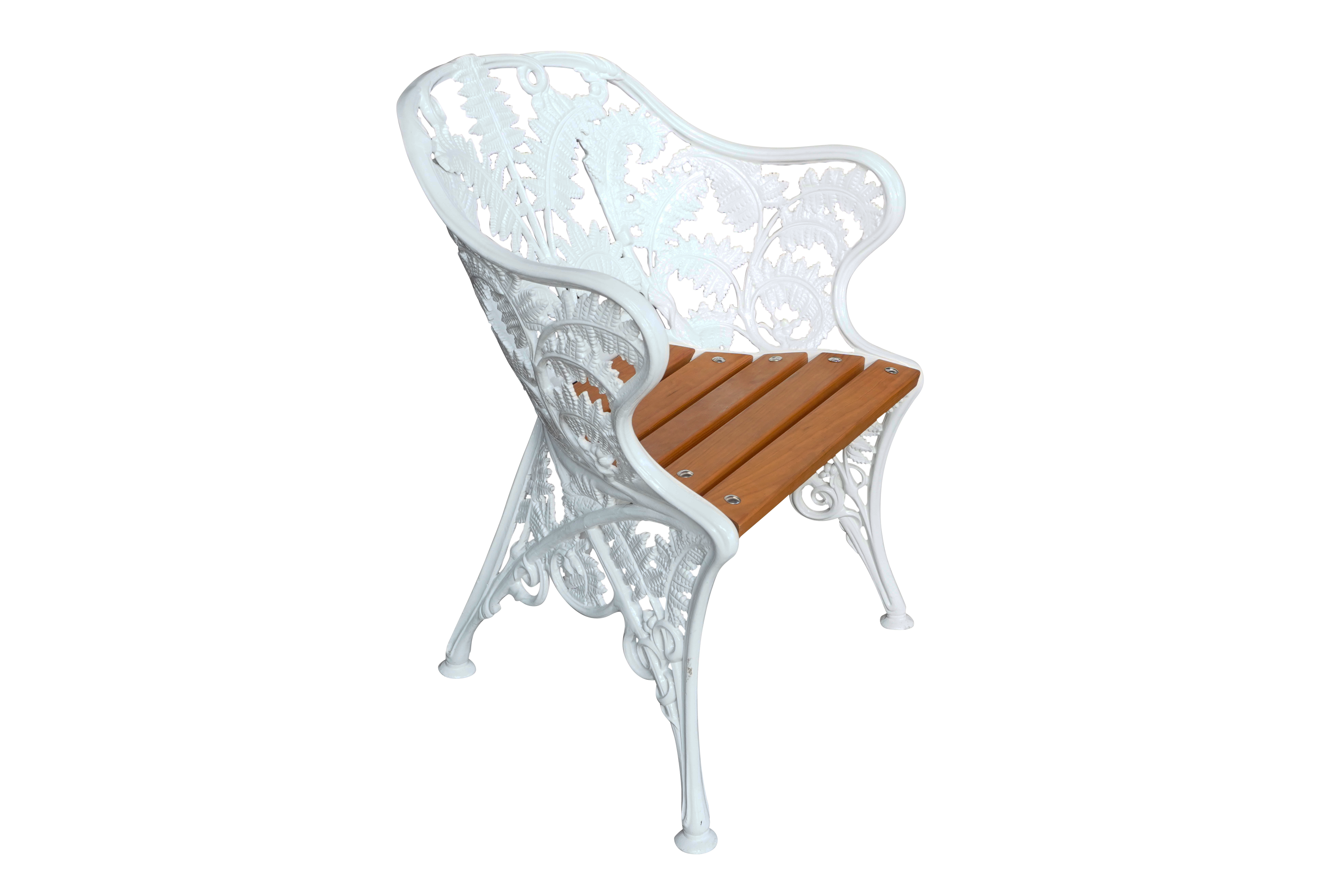 Fauteuil aluminium et bois lasuré DOMMARTIN fougère blanc - Imagen 2