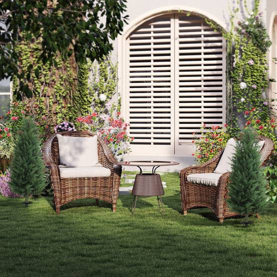 Lot de 2 Cyprès Artificiels PE Extérieur Anti UV Fixation Sol Allée Vert 100cm - ComfortXL Outdoor Living - Image 10