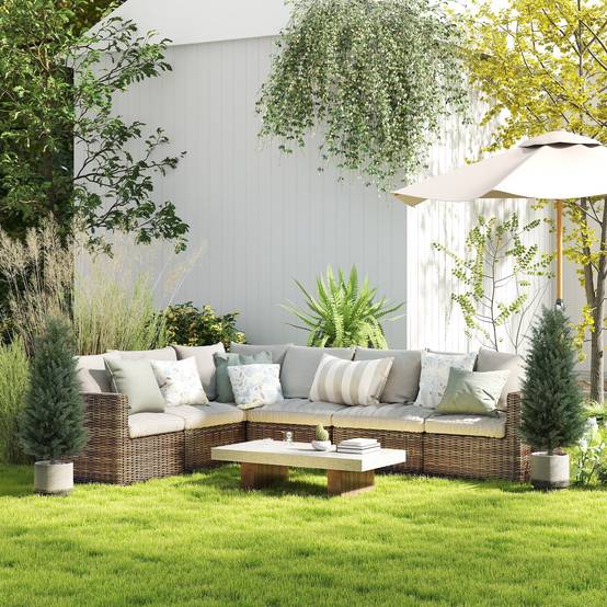 Lot de 2 Cyprès Artificiels PE Extérieur Anti UV Fixation Sol Allée Vert 100cm - ComfortXL Outdoor Living - Image 9