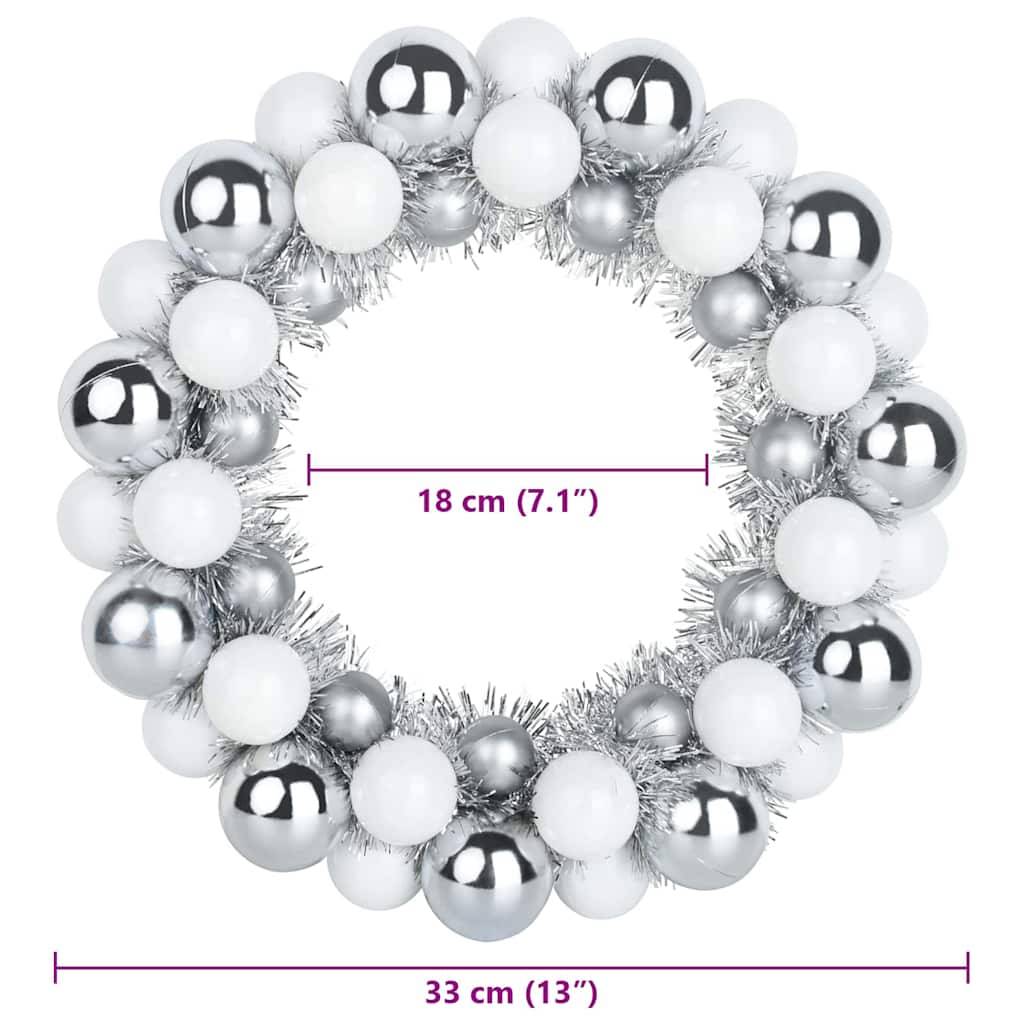 Vidaxl - Couronnes de Boules de Noël 2 pc Blanc et Argent 33 x 33 x 7 cm vidaXL 42019685 - Image 3