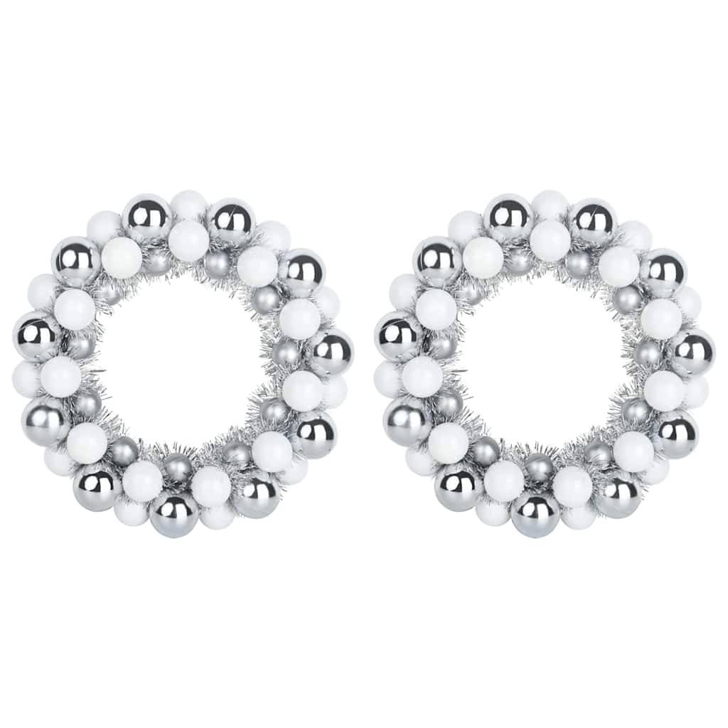 Vidaxl - Couronnes de Boules de Noël 2 pc Blanc et Argent 33 x 33 x 7 cm vidaXL 42019685 - Image 2