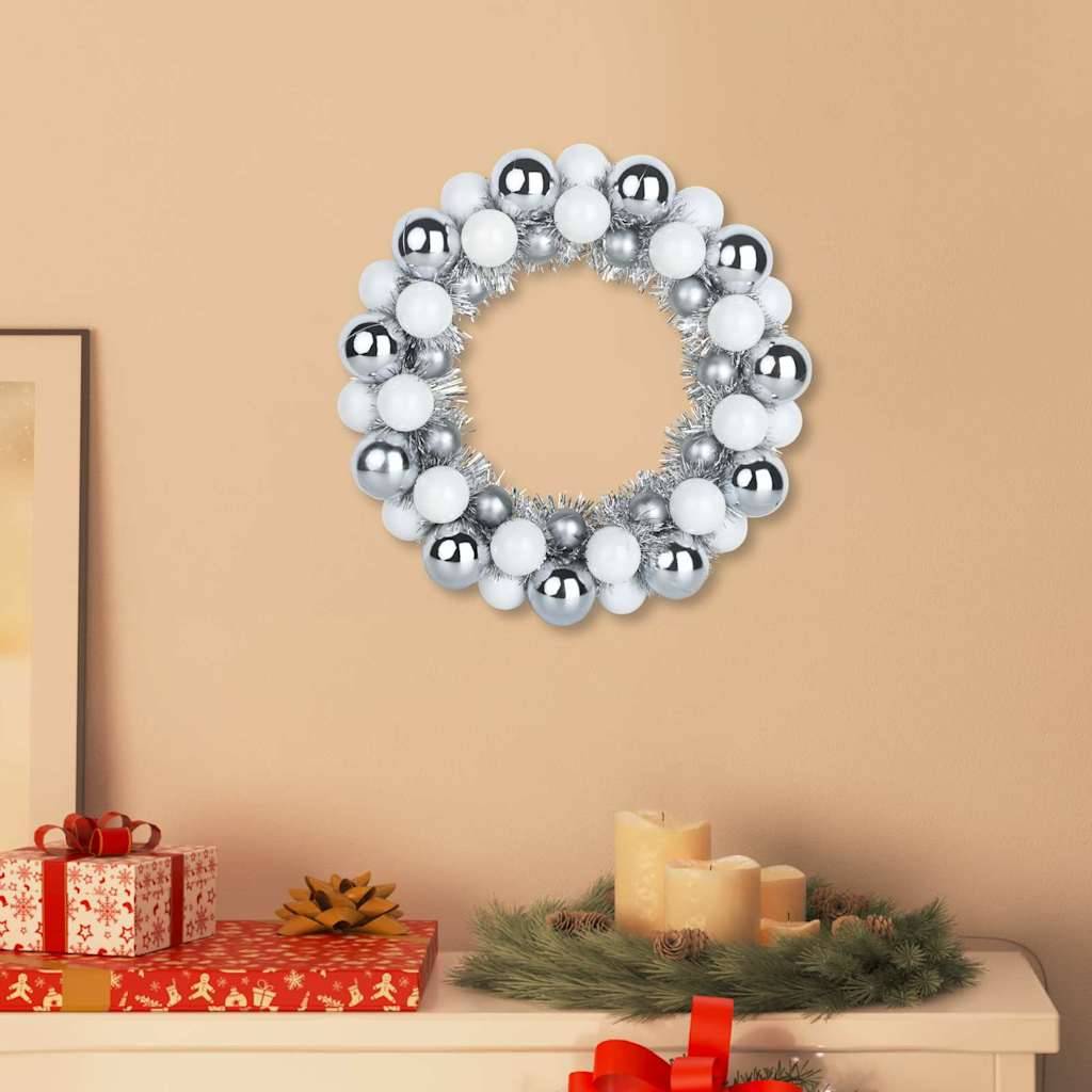 Vidaxl - Couronnes de Boules de Noël 2 pc Blanc et Argent 33 x 33 x 7 cm vidaXL 42019685 - Image 1