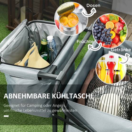 Sac De Rangement Pliable Oxford Imperméable Pour Chariot Jardin Camping Plage - Gris