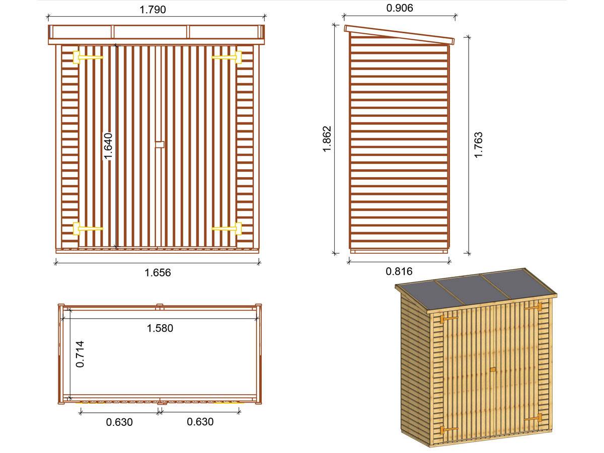 Habitat Et Jardin - Abri Jardin Bois Adossable "lipki " - 1.79 X 0.9 X 1.78/1.87 M  - 1.61 M² - 12 Mm - Avec Plancher -habitat Et Jardin - Imagen 4
