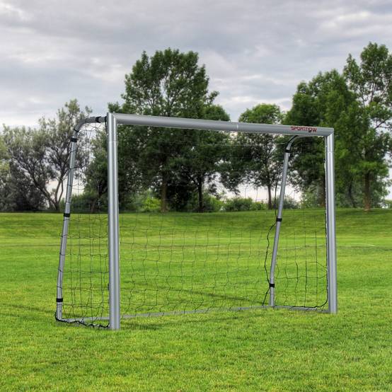 But de football résistant aux intempéries, structure métallique robuste, filet indéchirable, 160 cm (H) x 240 cm (L) x 85 cm (l), gris - Image 4
