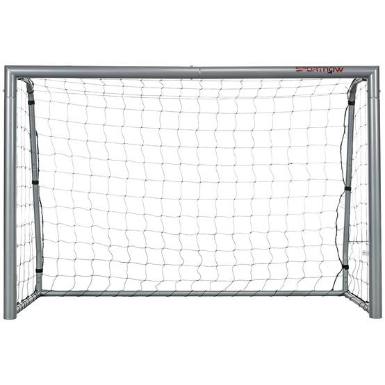 But de football résistant aux intempéries, structure métallique robuste, filet indéchirable, 160 cm (H) x 240 cm (L) x 85 cm (l), gris - Image 2