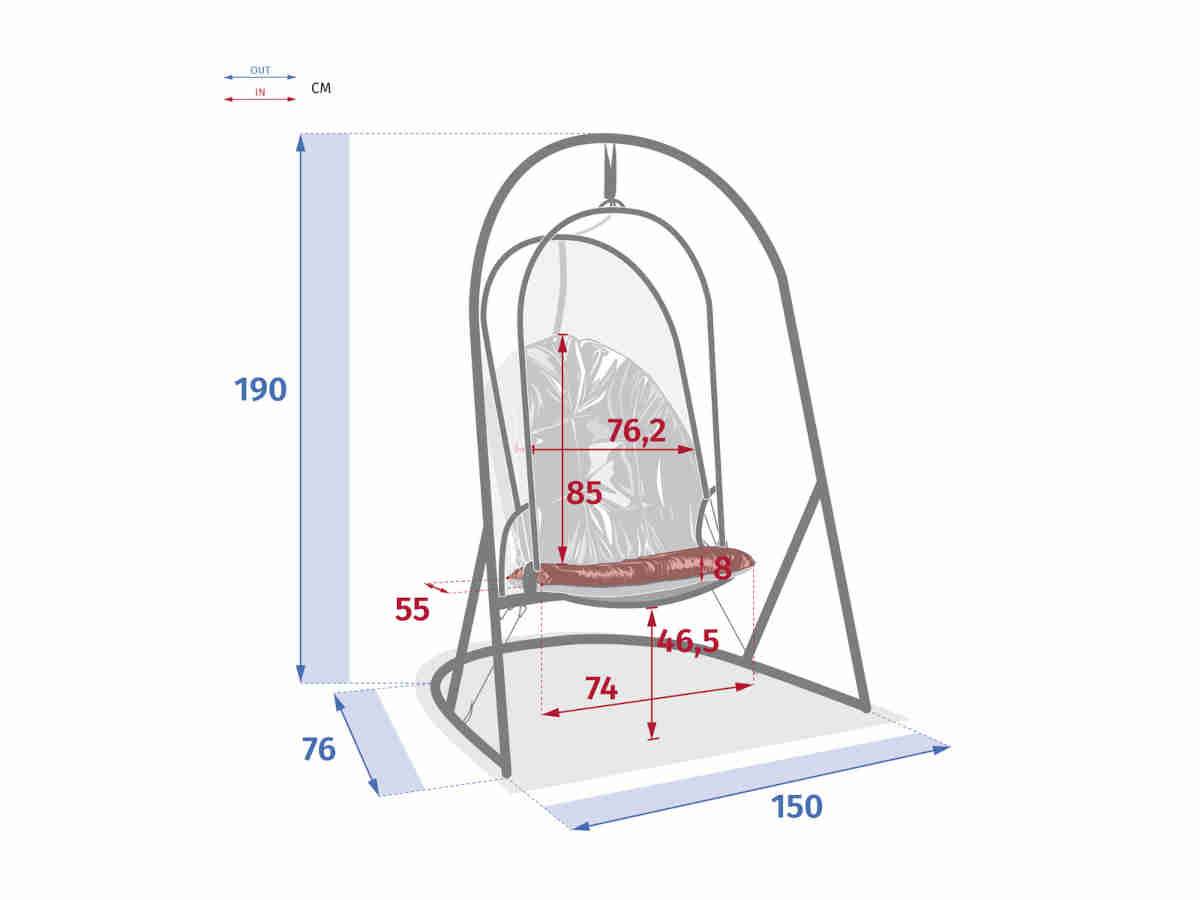 Hesperide - Fauteuil oeuf suspendu "Pacha" bleu canard acier traité époxy Hespéride - Imagen 5