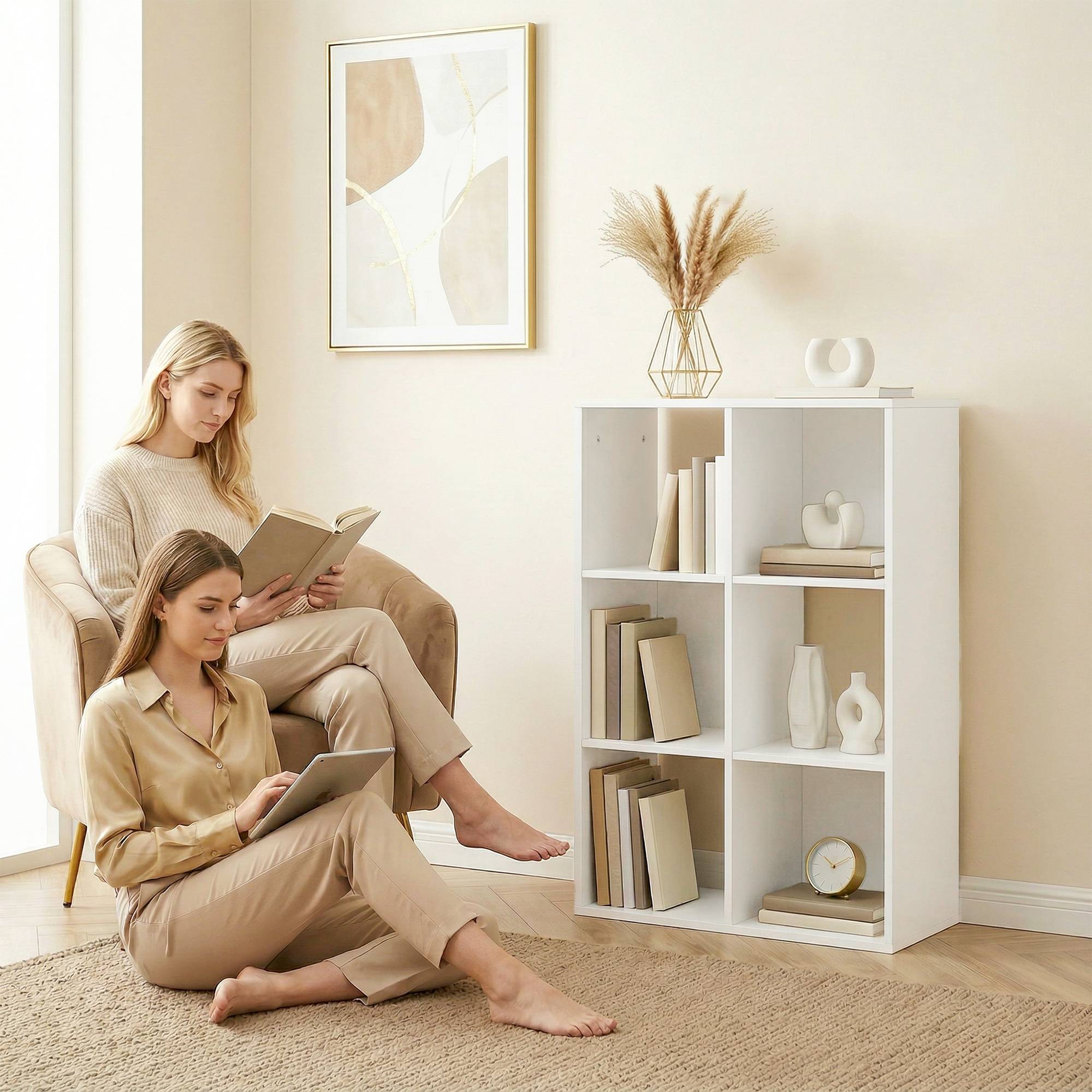 Étagère à livres autoportante 3 niveaux avec dispositif anti-basculement, rangement salon chambre bureau, blanche - Image 10