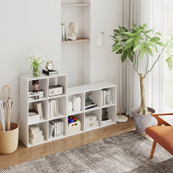 Étagère à livres autoportante 3 niveaux avec dispositif anti-basculement, rangement salon chambre bureau, blanche - Image 9