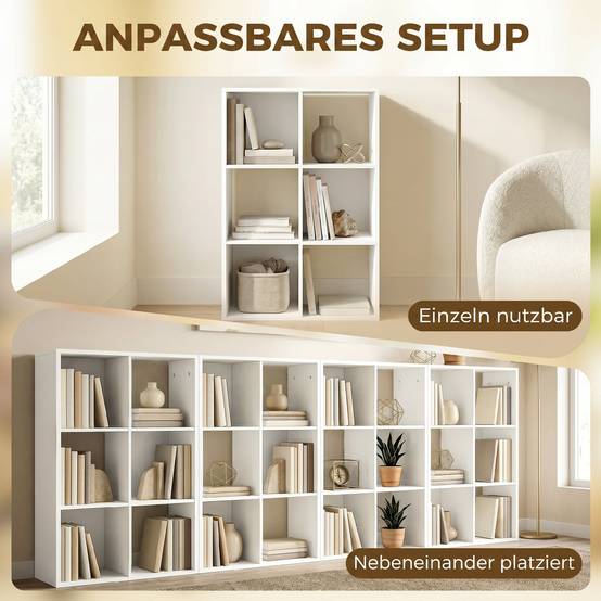 Étagère à livres autoportante 3 niveaux avec dispositif anti-basculement, rangement salon chambre bureau, blanche - Image 7