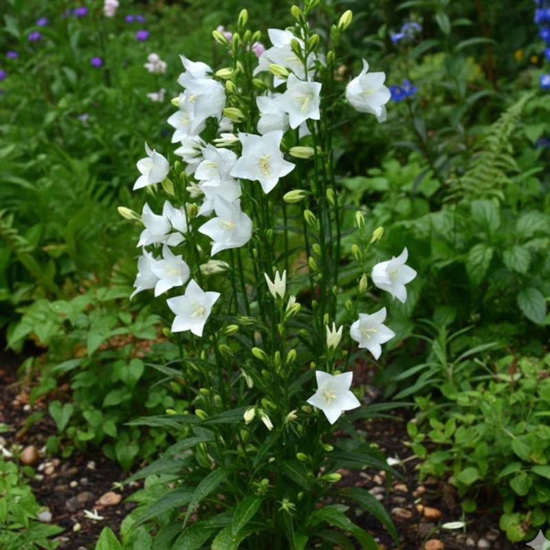 Campanule à feuilles de pêcher blanche à fleurs Bleue/ - feuillage Caduc - Godet - 5/20 cm