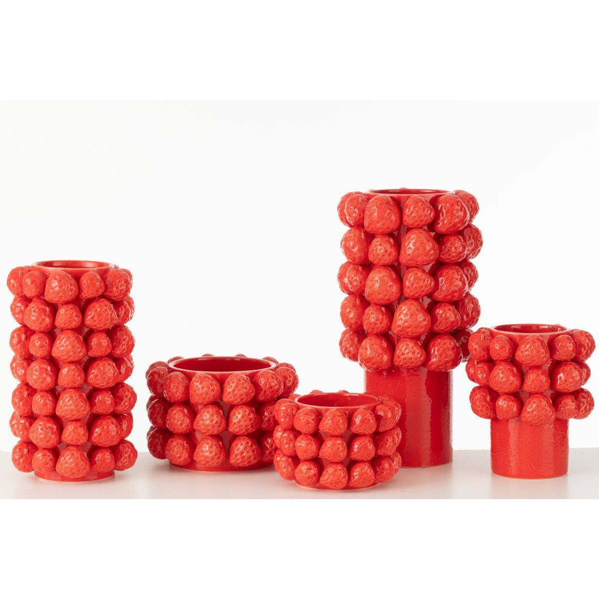 Vase Déco en Céramique "Fraise" 26cm Rouge - Image 2