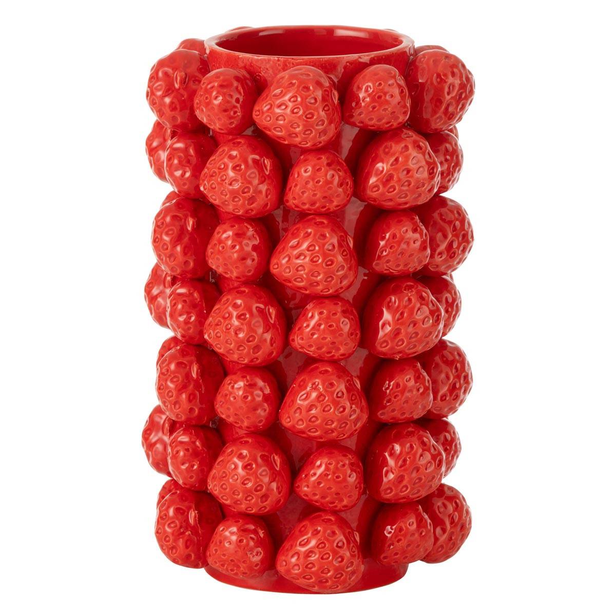 Vase Déco en Céramique "Fraise" 26cm Rouge - Image 1