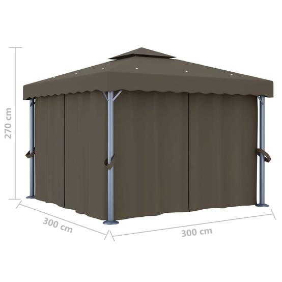 Tonnelle de Réception Aluminium avec Moustiquaires et Lumières LED Solaires Taupe 3x3 m – ComfortXL Outdoor Living - Image 10