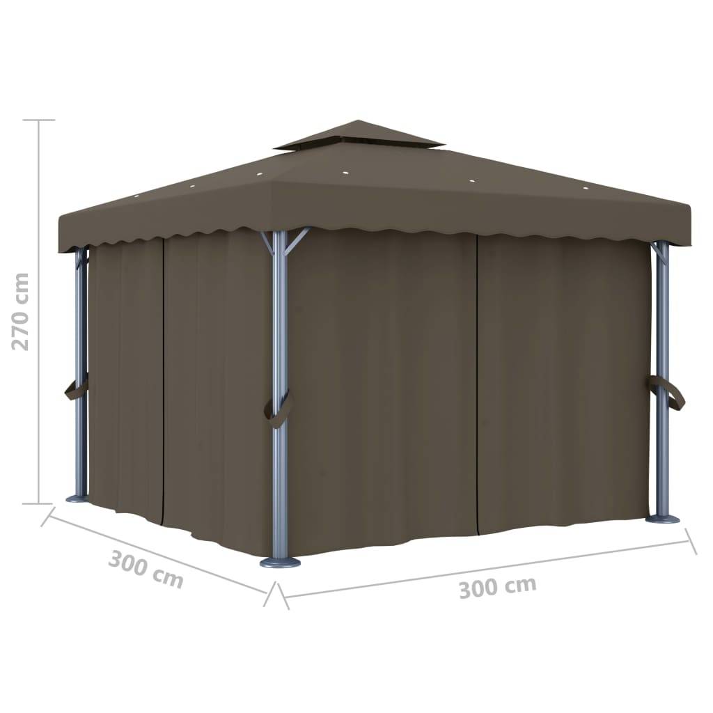 Tonnelle de Réception Aluminium avec Moustiquaires et Lumières LED Solaires Taupe 3x3 m – ComfortXL Outdoor Living - Image 10