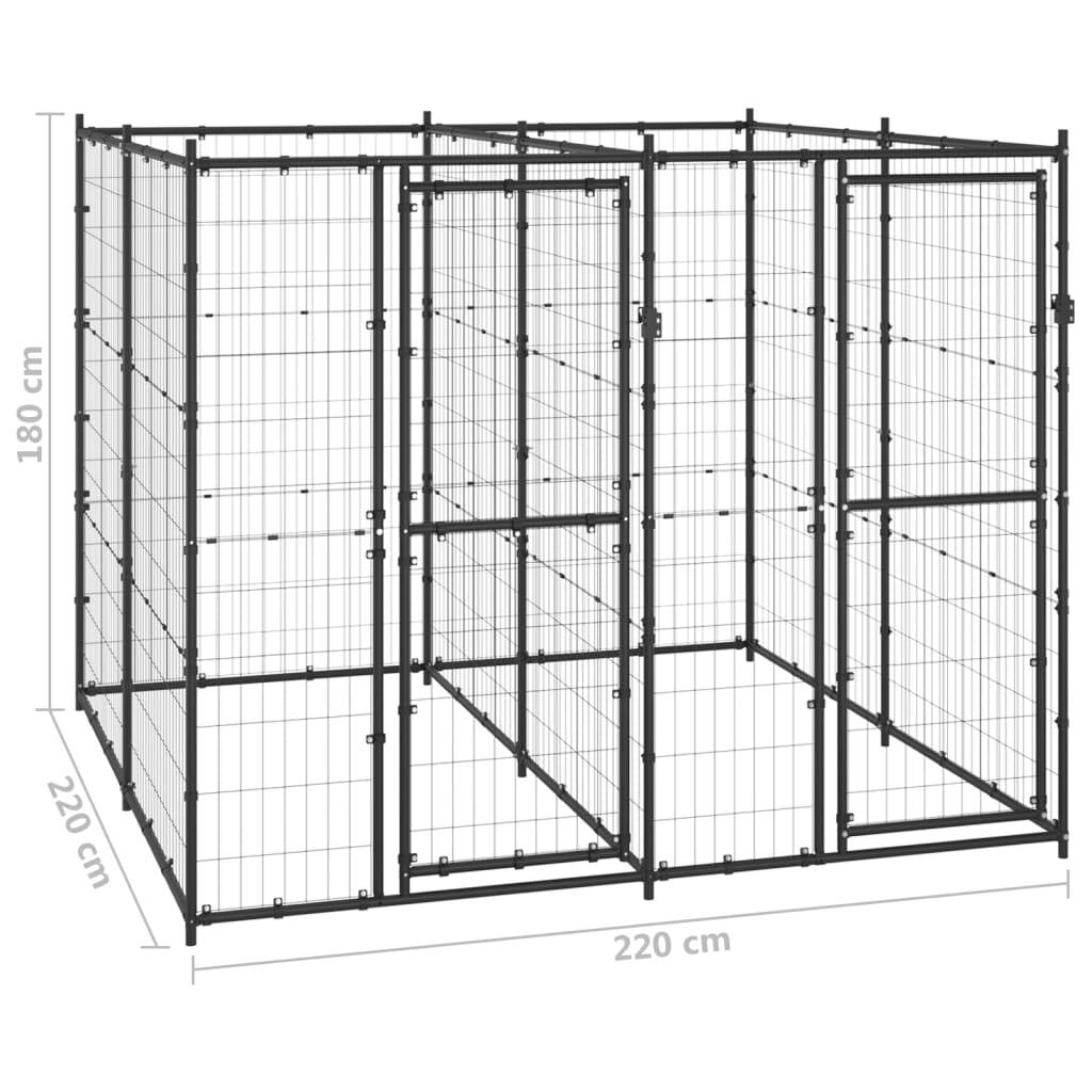Vidaxl - Chenil d'extérieur pour chiens Acier 4,84 m² vidaXL 3082260 - Imagen 3