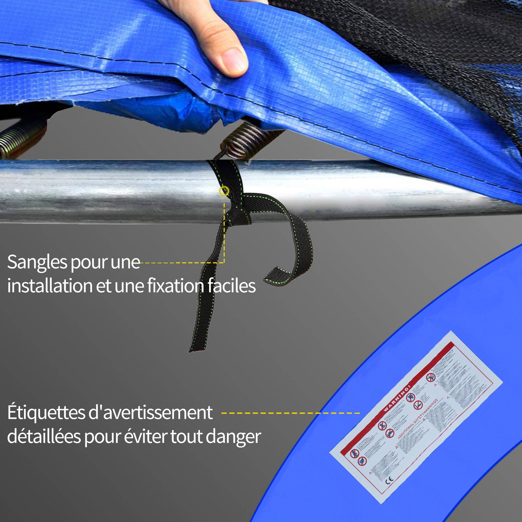 Homcom - Couvre-ressort trampoline Ø 244 cm PVC PE haute densité rembourrage 15 mm multicolore - HOMCOM - Imagen 6