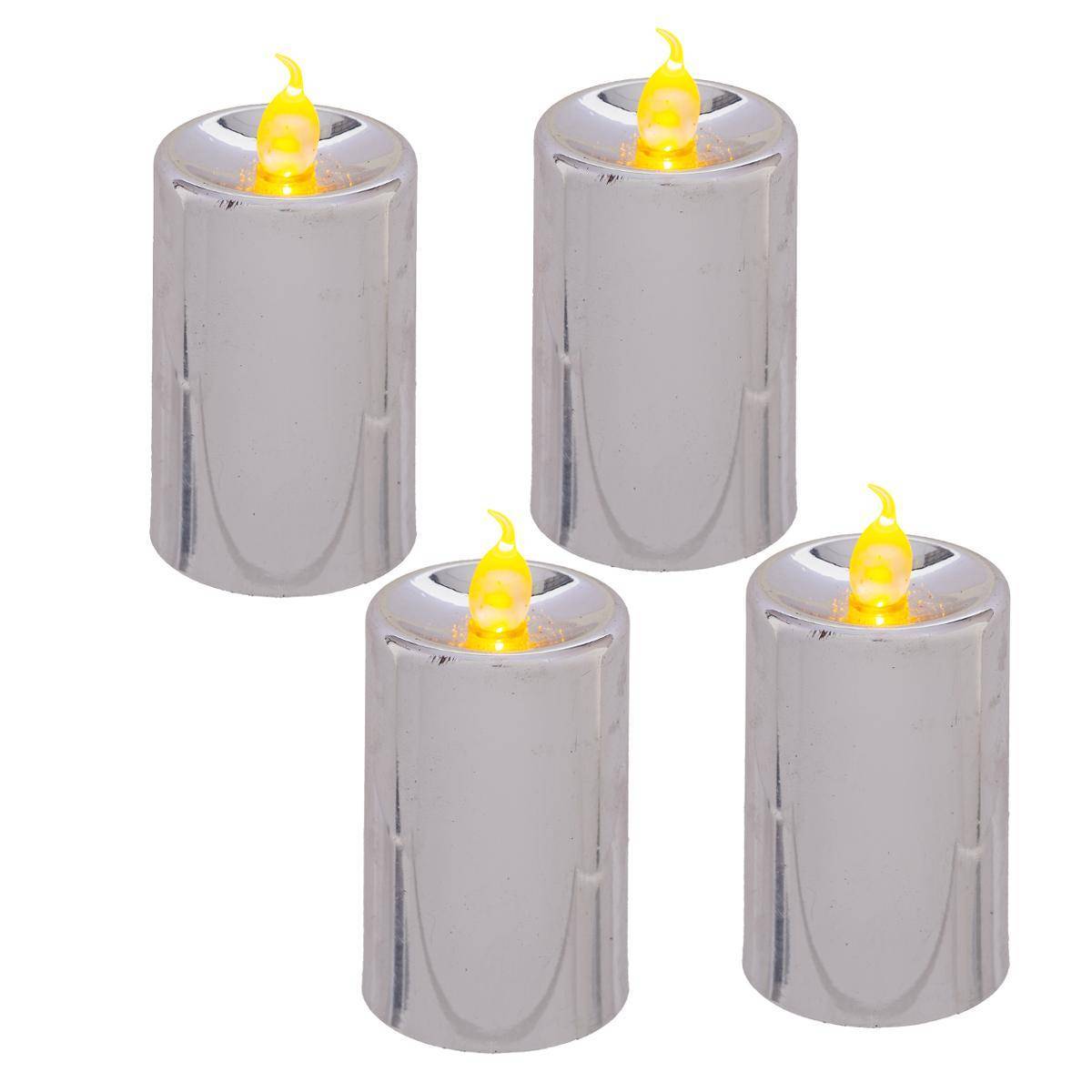 Fééric Lights & Christmas - Bougies LED "Colorama de Noël" lot de 4 votives argent - Feeric Lights & Christmas - Imagen 2