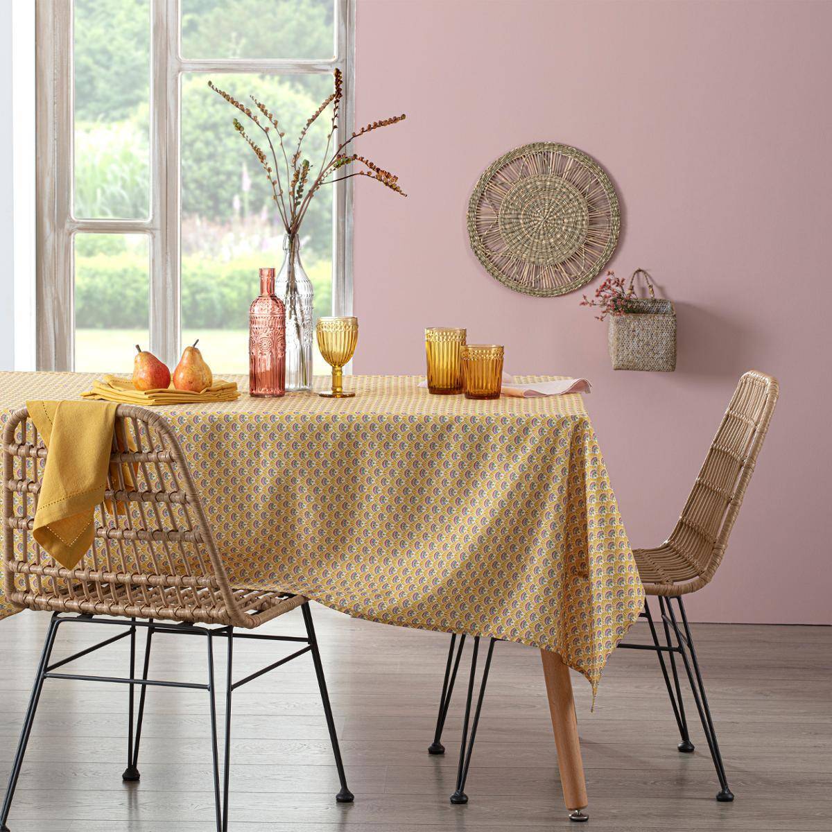 Atmosphera - Nappe anti-tache "Gloria" jaune moutarde 140x240cm - Atmosphera Créateur d'intérieur - Imagen 2