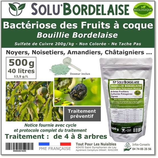 Solu'Bordelaise - 500 g de Bouillie Bordelaise - Bactériose des Fruits à coque - Utilisable Agriculture Biologique - Sachet Refermable - Image 1