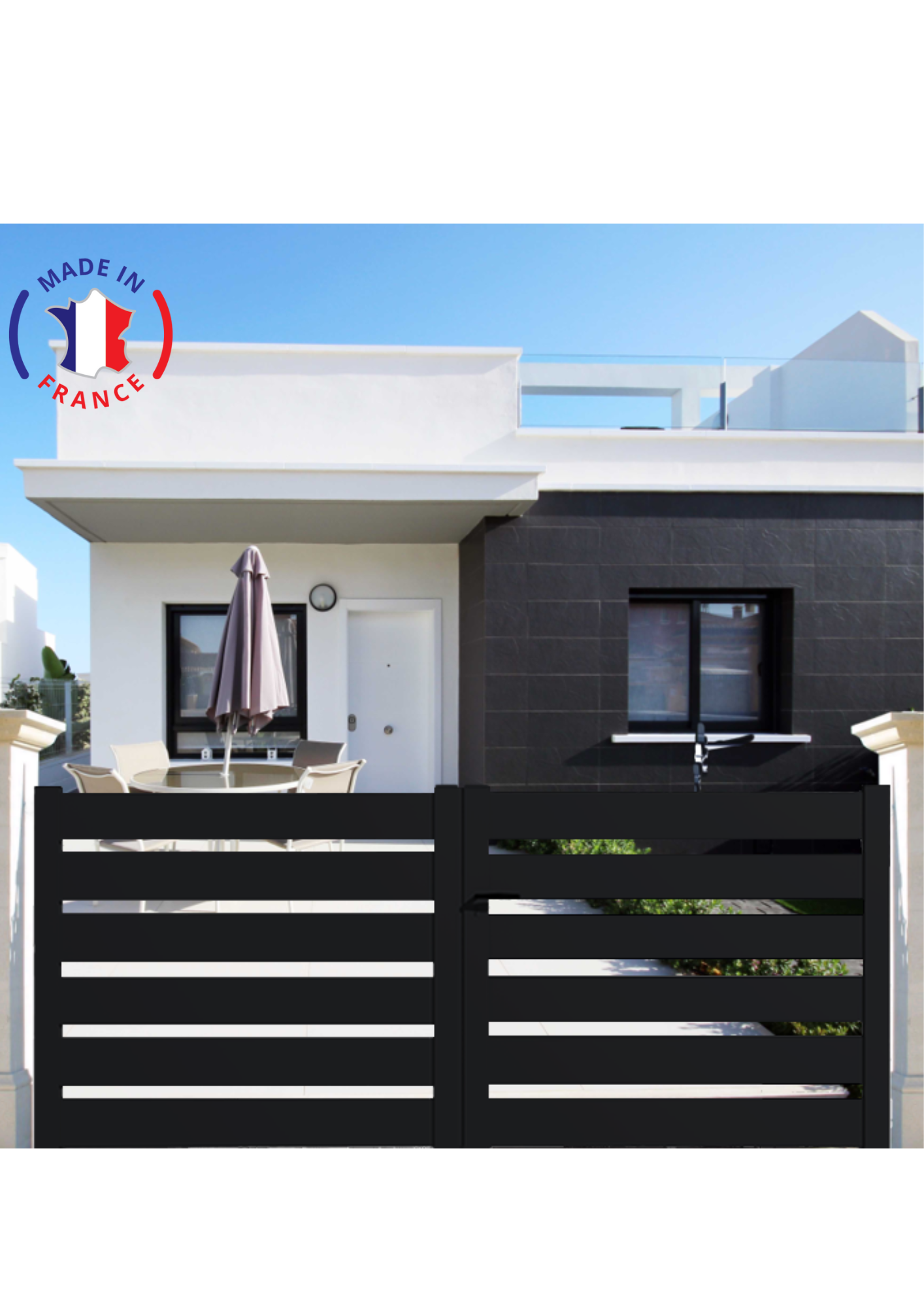 Portail alu battant SAH en kit dim. L.3000 (entre piliers) x H.1500 mm  Noir (RAL 9005) - Imagen 1