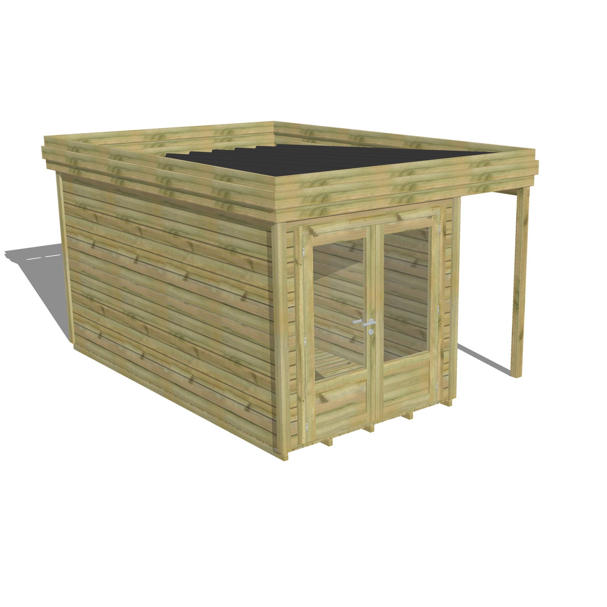 ABRI DE JARDIN bois  autoclave 27mm - 3,14x4,34m / 14m2 - Bac acier - Plancher bois - Image 1