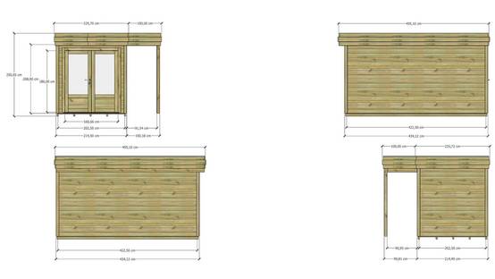 ABRI DE JARDIN bois autoclave 27mm - 3,14x4,34m / 14m2 - Bac acier - Plancher bois - Image 4