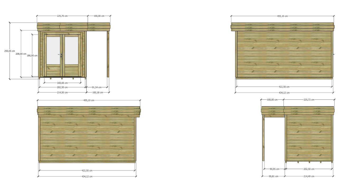 ABRI DE JARDIN bois  autoclave 27mm - 3,14x4,34m / 14m2 - Bac acier - Plancher bois - Image 4
