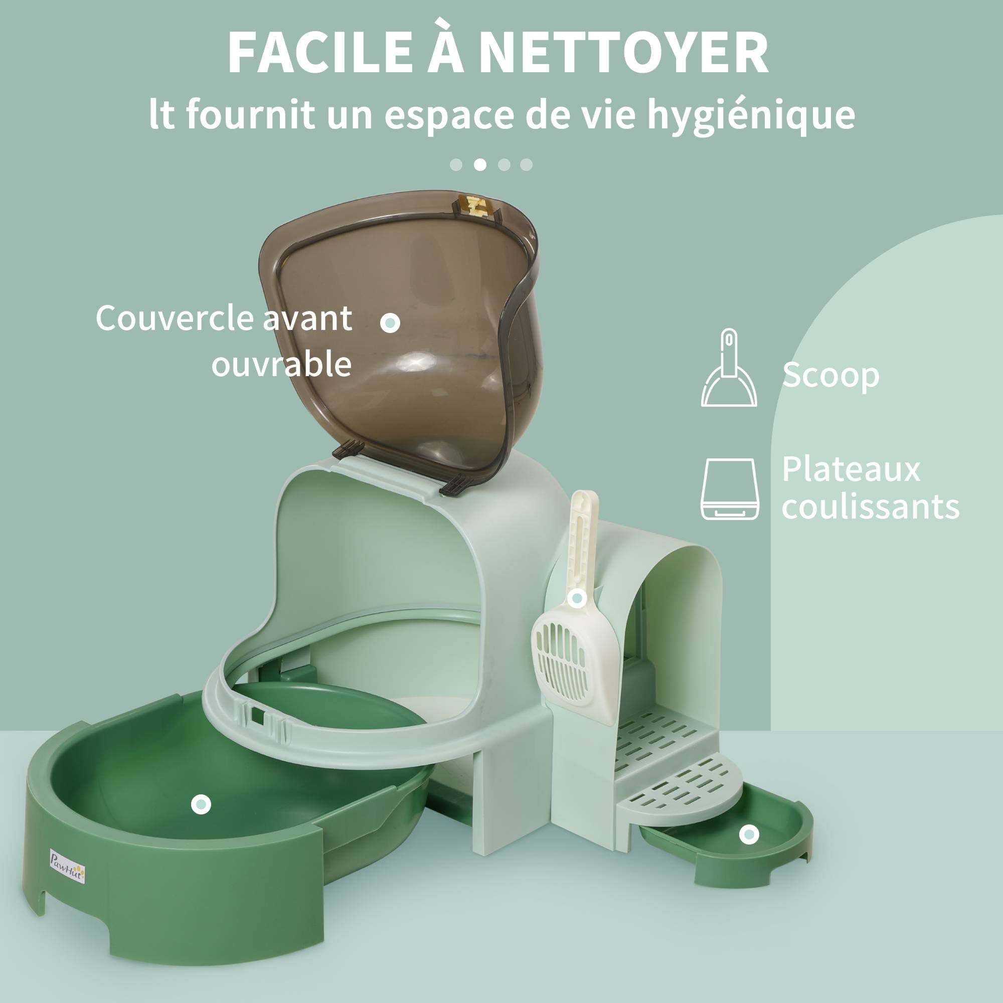 Maison de toilette, bac à litière fermé pour chat Compartiment Inférieur Amovible pour un Nettoyage Facile Pelle inclus - Image 7