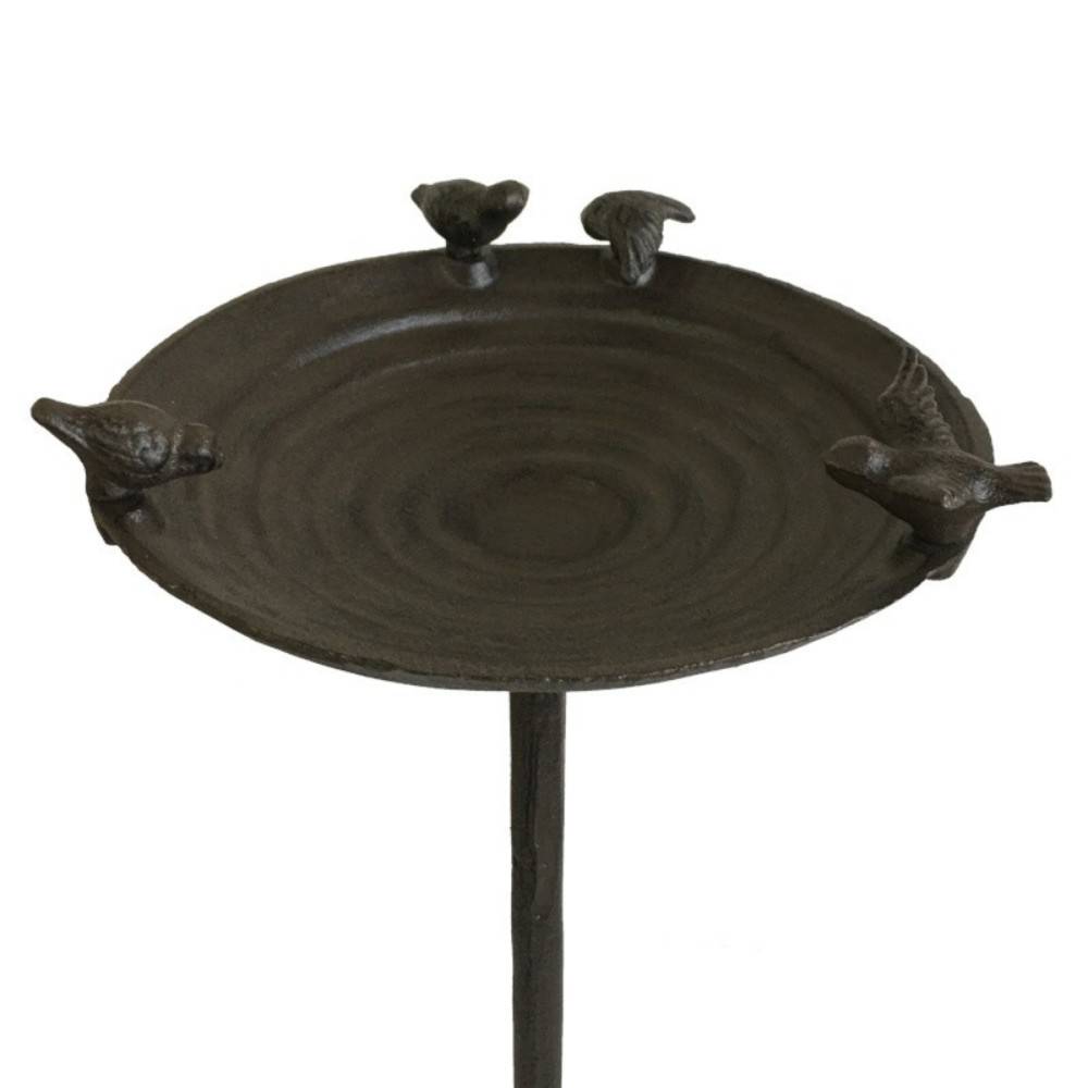 Mangeoire à oiseaux sur pied abreuvoir fonte marron 57.5cm Chemin de campagne - Imagen 5