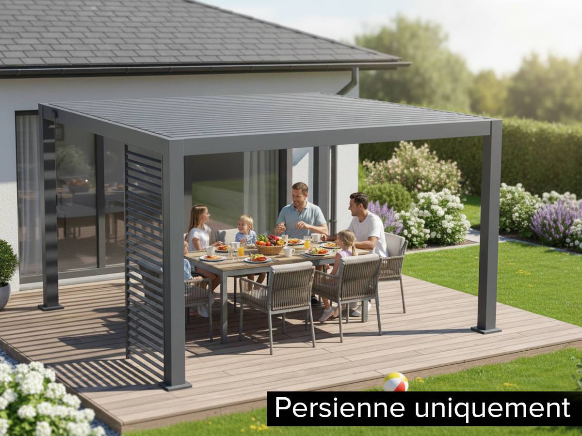 Hesperide - Persienne pour pergola bioclimatique "Evora" en aluminium traité époxy 0,9 x 2,3m Graphite - Hespéride - Imagen 3
