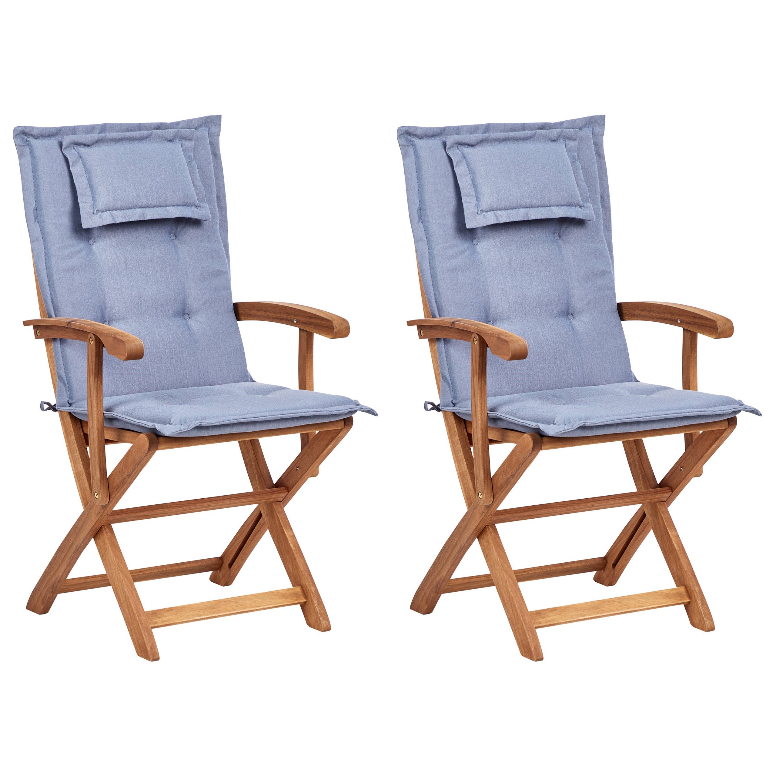 Beliani - Chaise de jardin Acacia Bleu MAUI II - 46x48x92- Beliani - Imagen 1