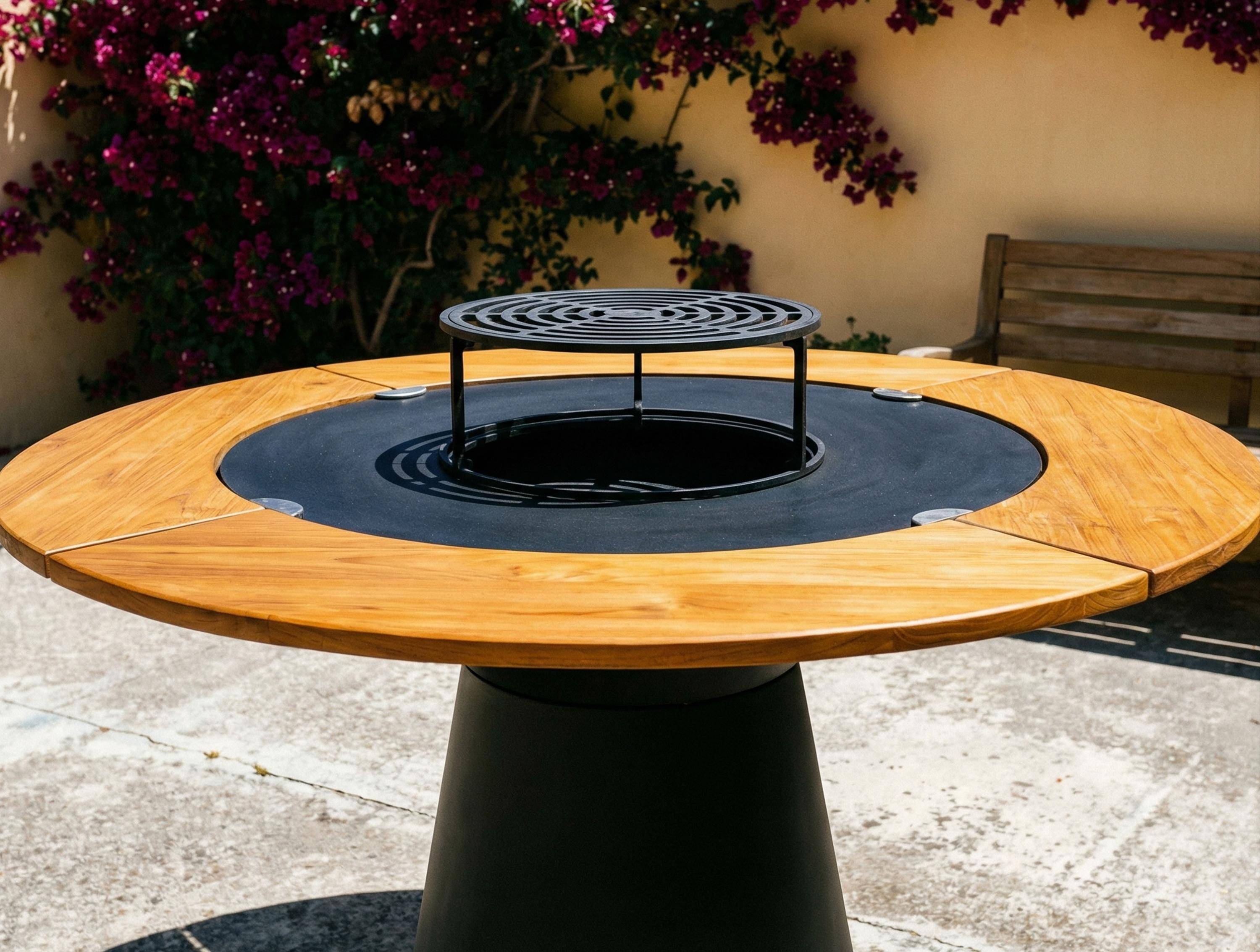 Purline - Barbecue Braséro charbon acier corten noir avec planche bois EFP59B – Purline - Image 2