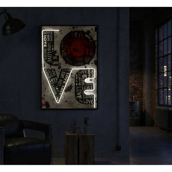 Paris Prix - Tableau Imprimé à LED "Love" 60x90cm Multicolore - Image 9