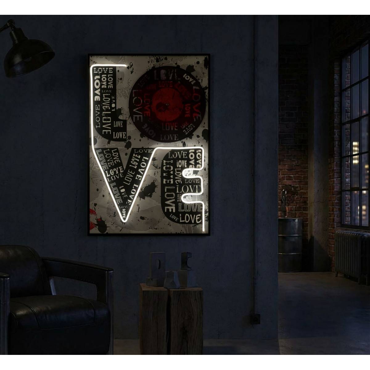 Paris Prix - Tableau Imprimé à LED "Love" 60x90cm Multicolore - Image 9