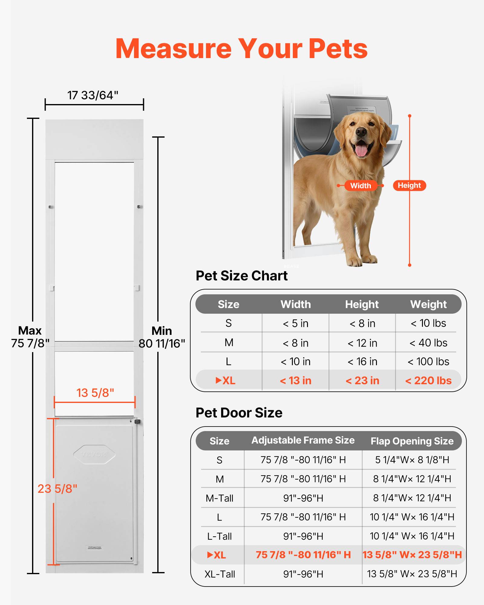 VEVOR Chatière pour Porte en Verre Coulissante pour Chiens Taille XL Rabat Isolé - Image 2