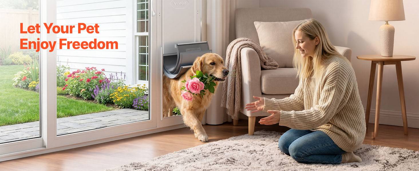 VEVOR Chatière pour Porte en Verre Coulissante pour Chiens Taille XL Rabat Isolé - Image 9