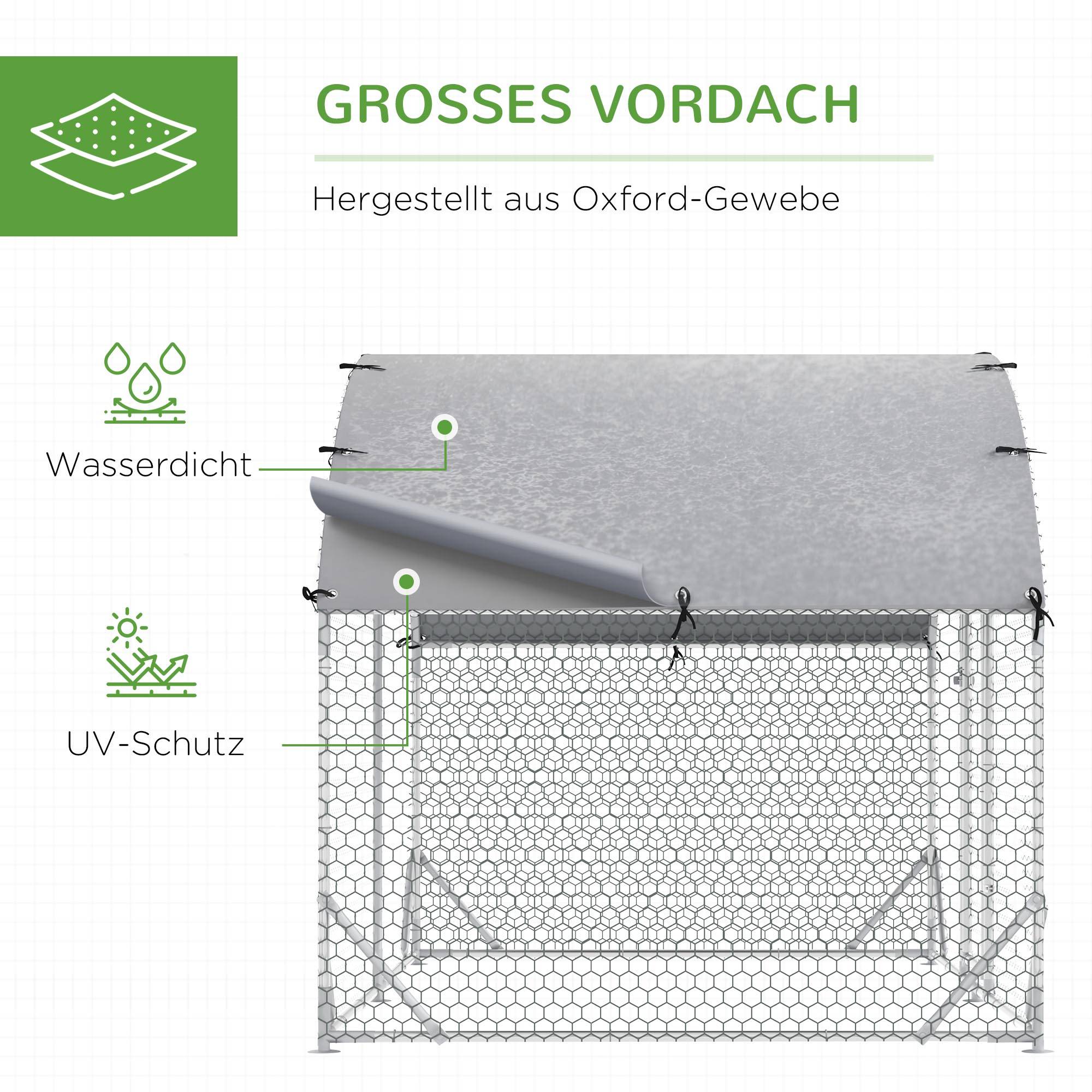 Enclos pour petits animaux, parcours extérieur pour poules, lapins, canards, construction robuste, acier et tissu Oxford - Image 6