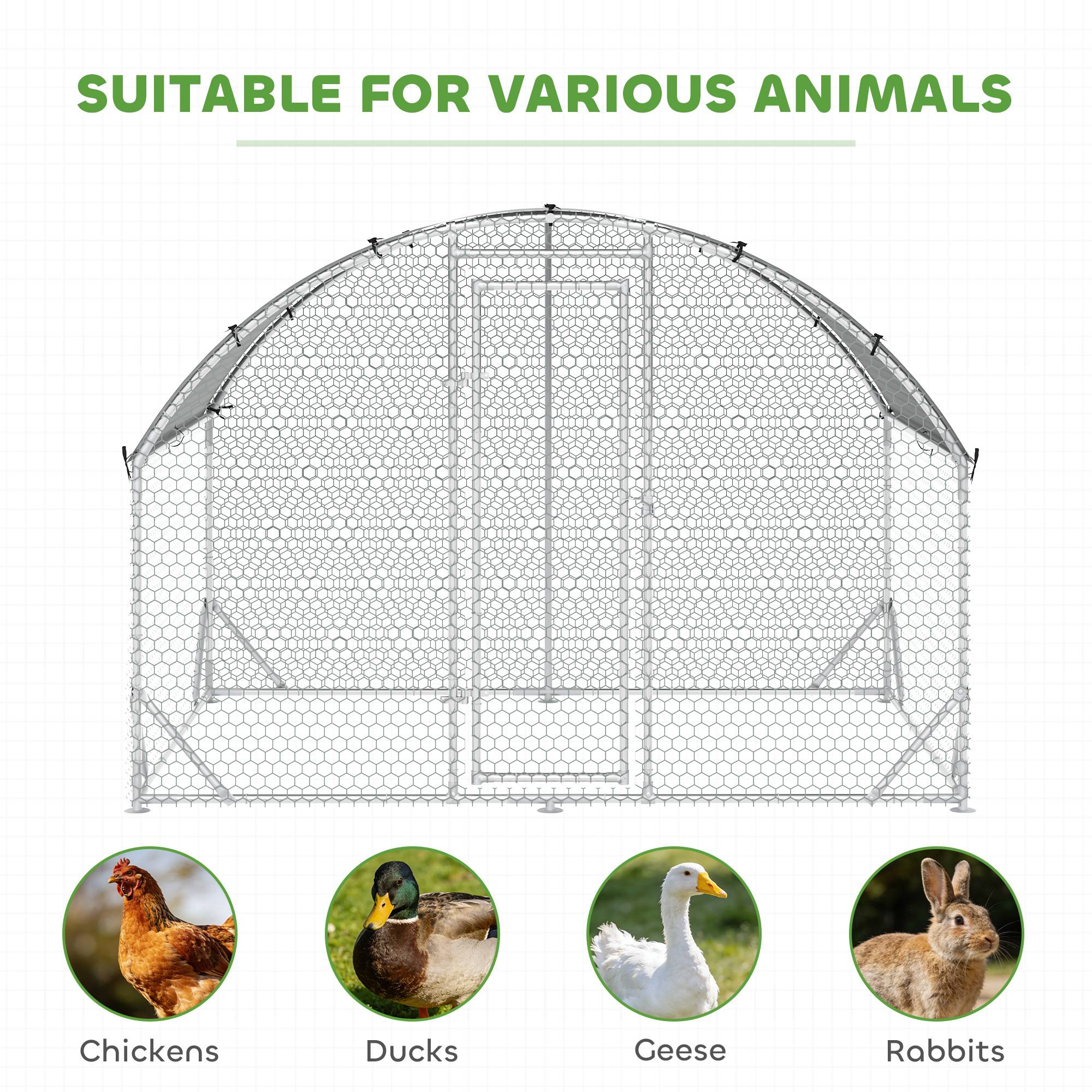 Enclos pour petits animaux, parcours extérieur pour poules, lapins, canards, construction robuste, acier et tissu Oxford - Image 10