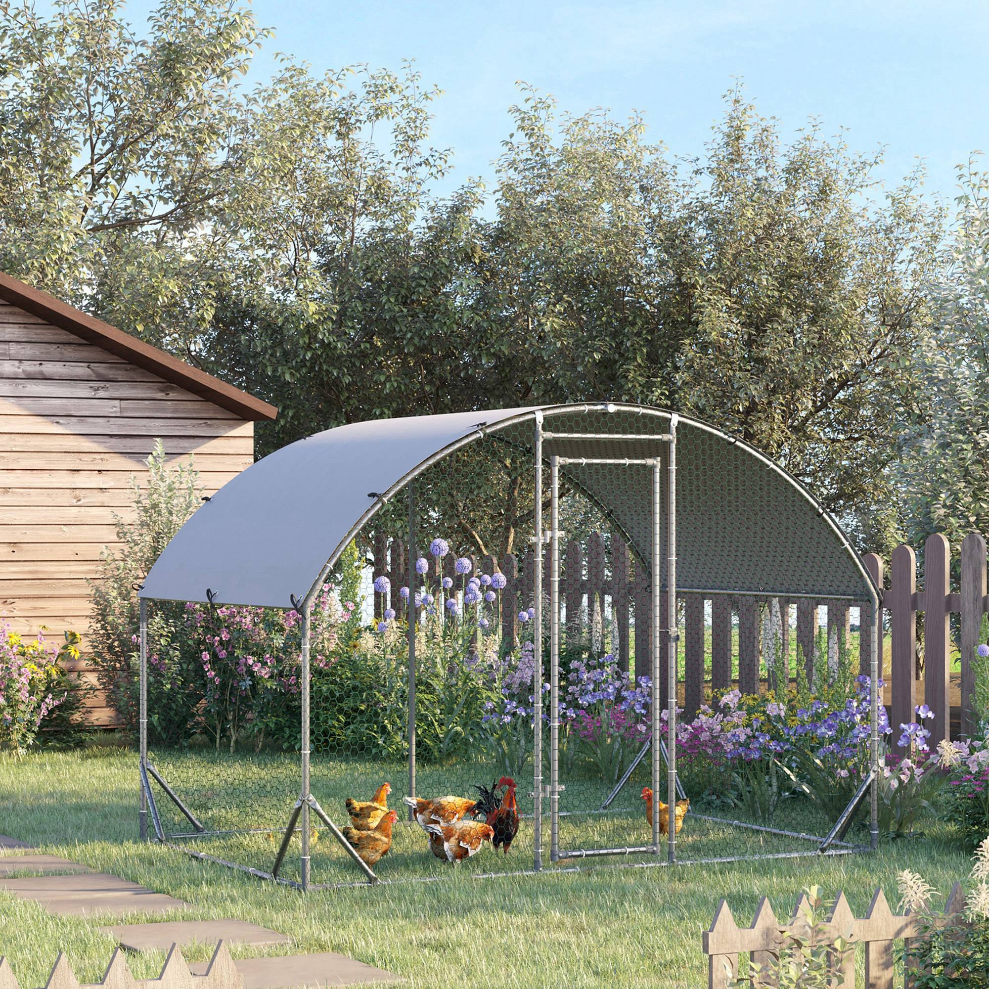 Enclos pour petits animaux, parcours extérieur pour poules, lapins, canards, construction robuste, acier et tissu Oxford - Image 4