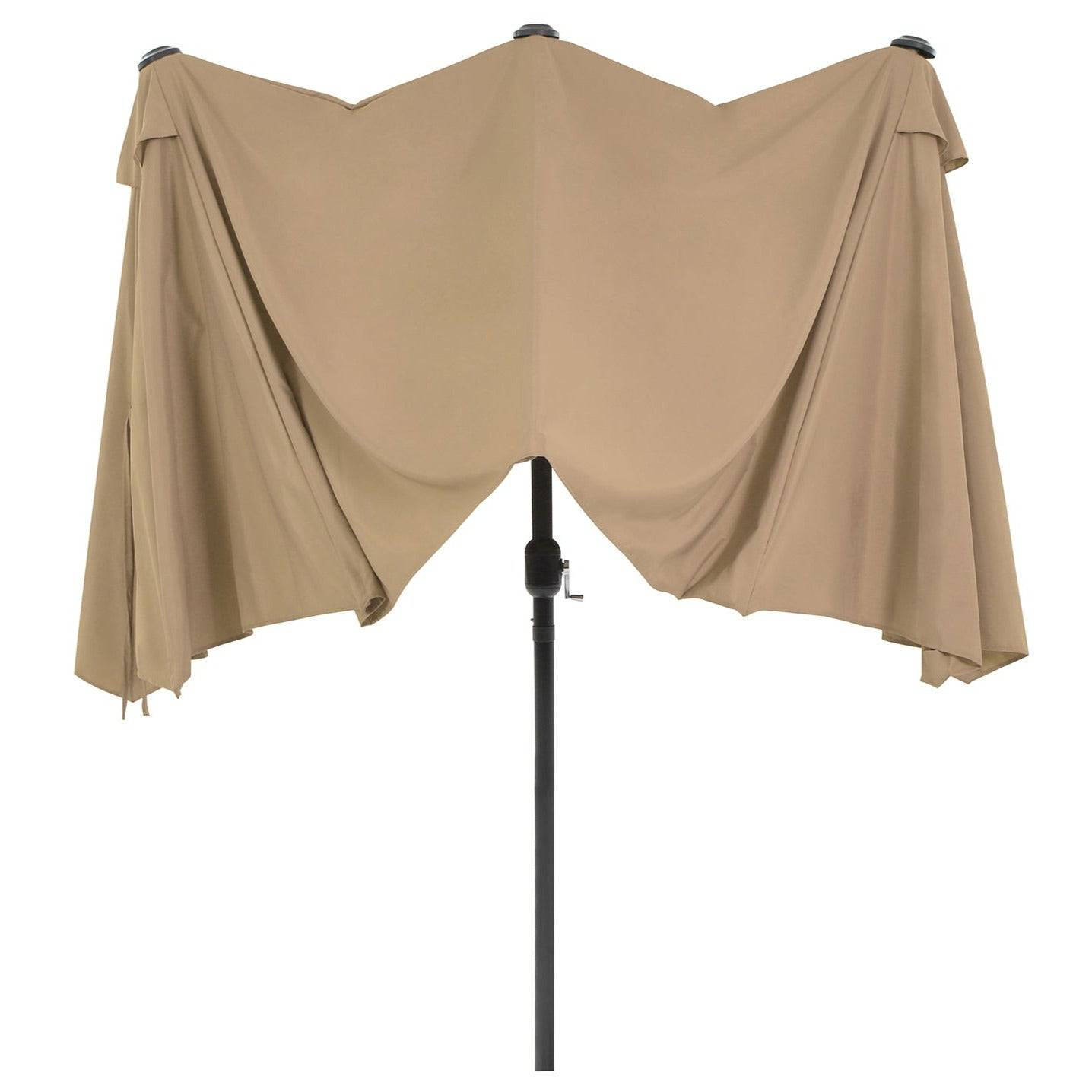 Helloshop26 - Parasol double 460 x 270 cm ombrelle extra large pour terrasse protection UPF 50+ avec manivelle pour jardin extérieur piscine plage sans socle taupe - Imagen 4