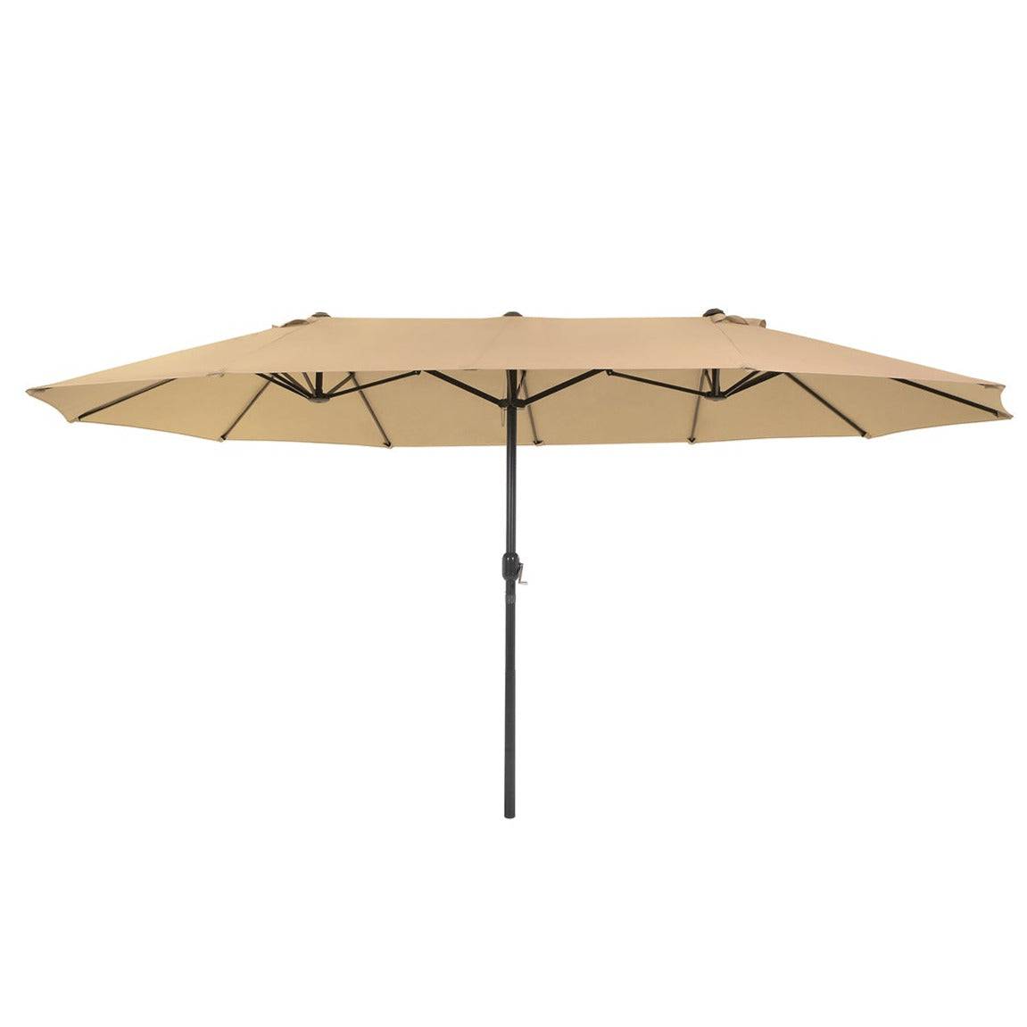 Helloshop26 - Parasol double 460 x 270 cm ombrelle extra large pour terrasse protection UPF 50+ avec manivelle pour jardin extérieur piscine plage sans socle taupe - Imagen 2