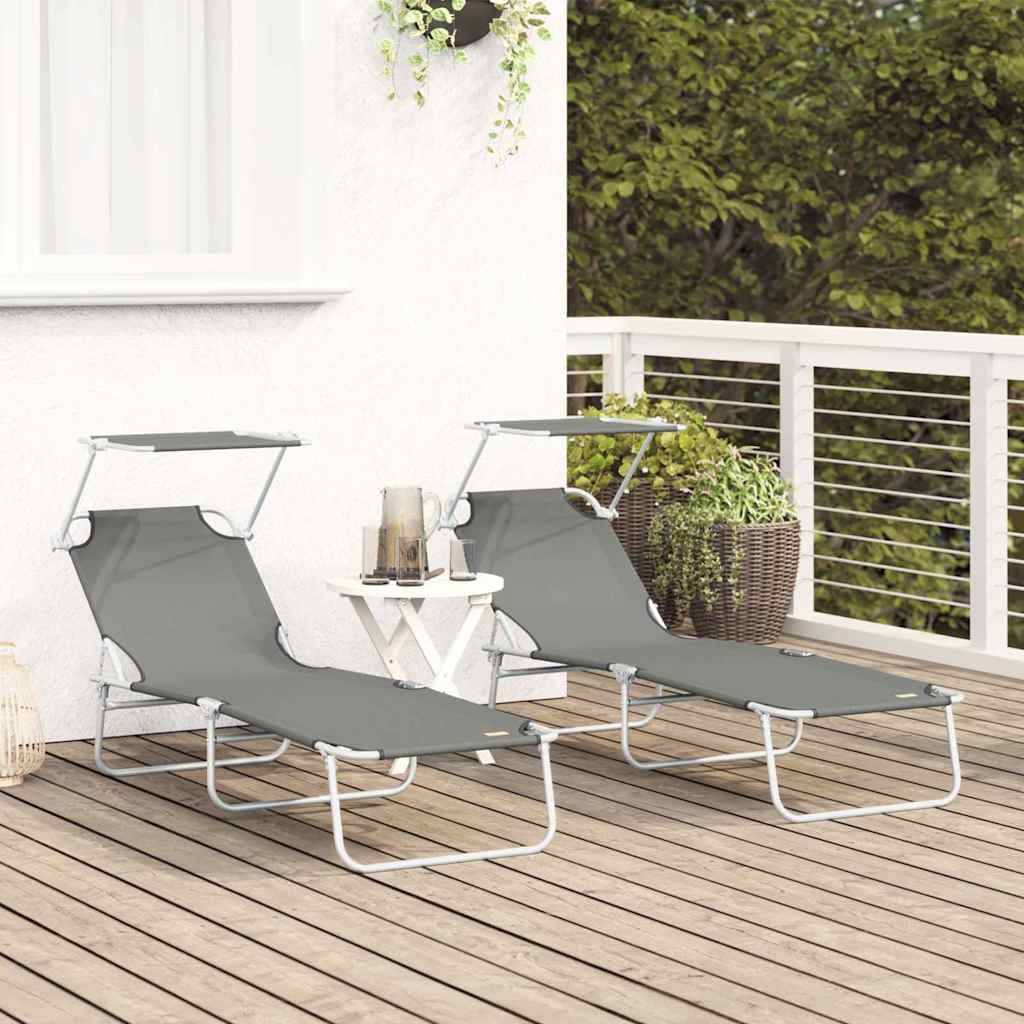 PANGIVO - Transat Gris Polyester 58 x 188 x 77 cm 2 pcs - PANGIVO - Image 3