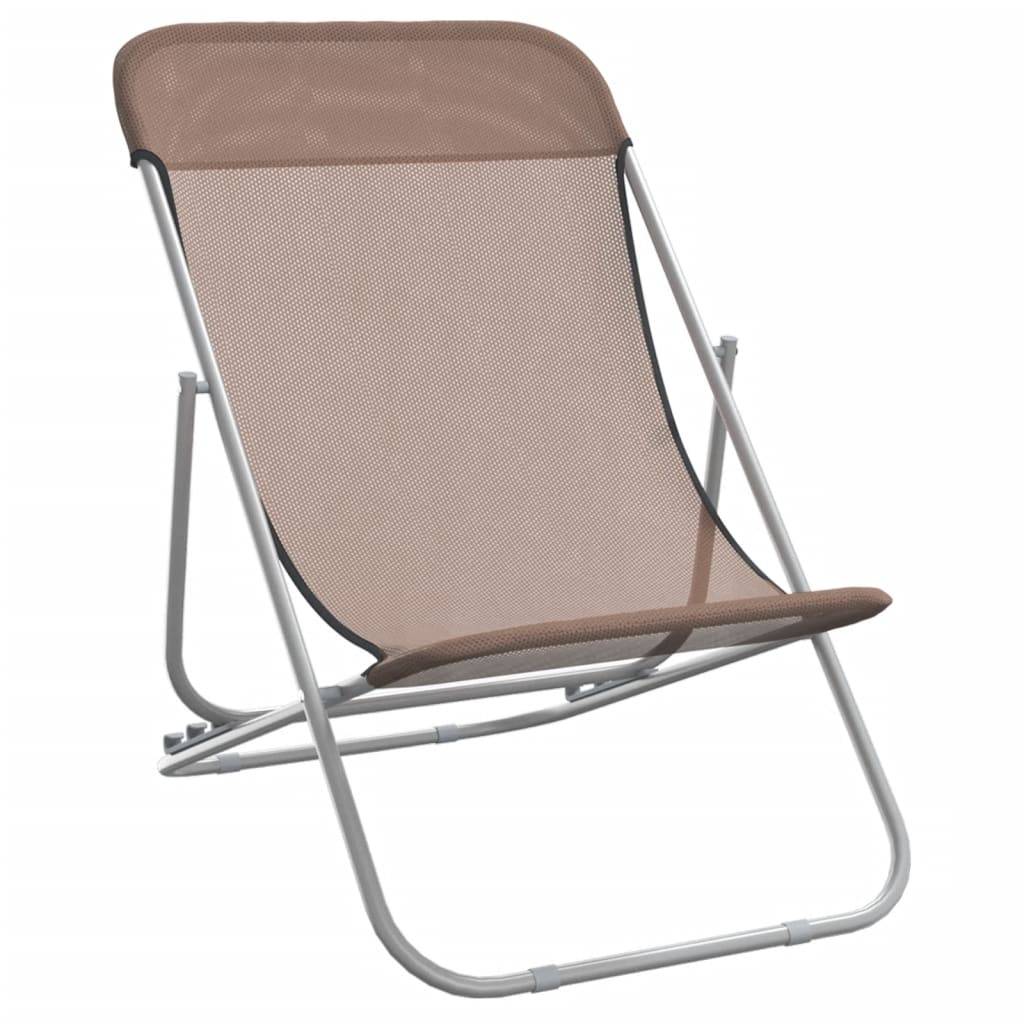 PANGIVO - Chaises de plage pliantes marron textilène et acier enduit de poudre 85 x 58 x 83 cm - PANGIVO - Image 3