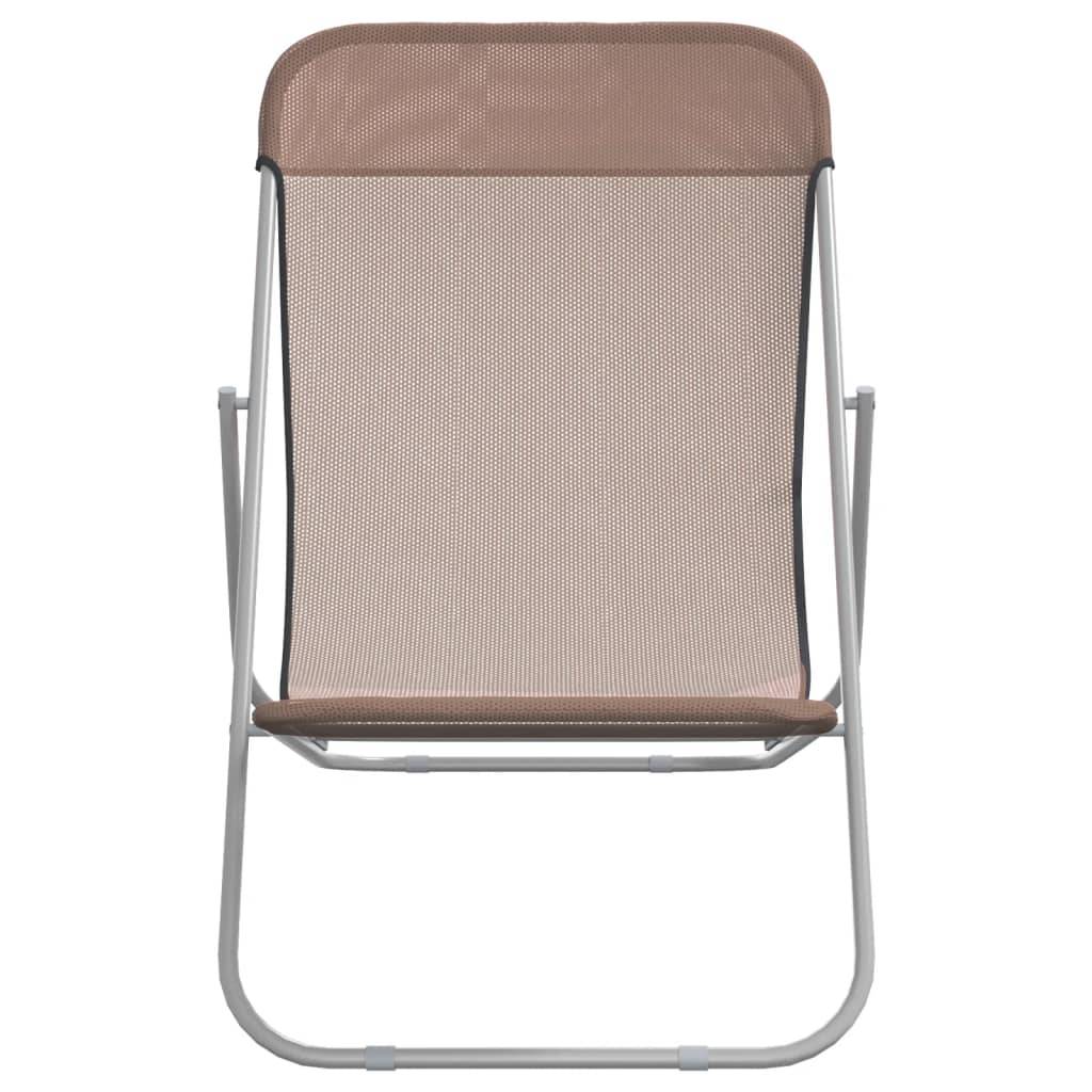 PANGIVO - Chaises de plage pliantes marron textilène et acier enduit de poudre 85 x 58 x 83 cm - PANGIVO - Image 4