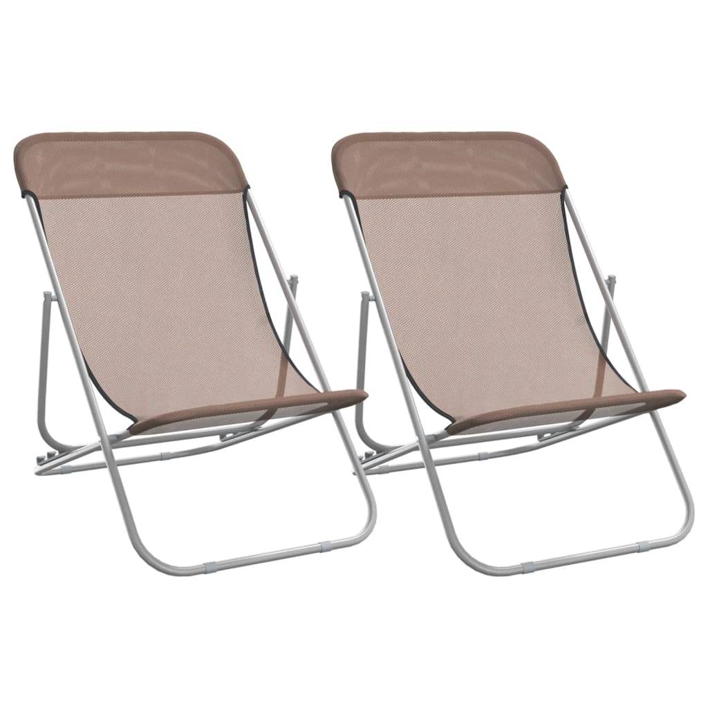 PANGIVO - Chaises de plage pliantes marron textilène et acier enduit de poudre 85 x 58 x 83 cm - PANGIVO - Image 2